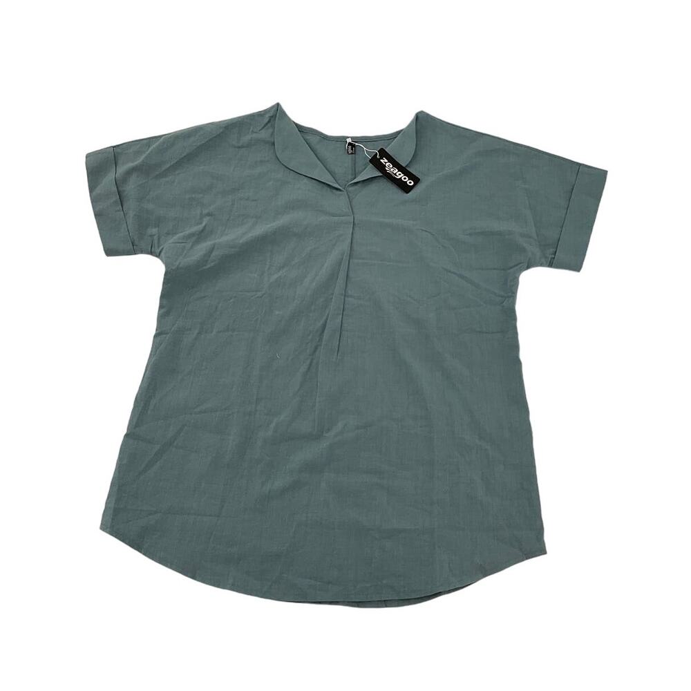 Teal Zeagoo Linen shirt Size Small